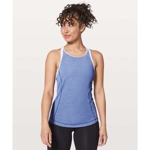 Lululemon Time To Sweat Tank Heathered Moroccan Size 4 Blue / White